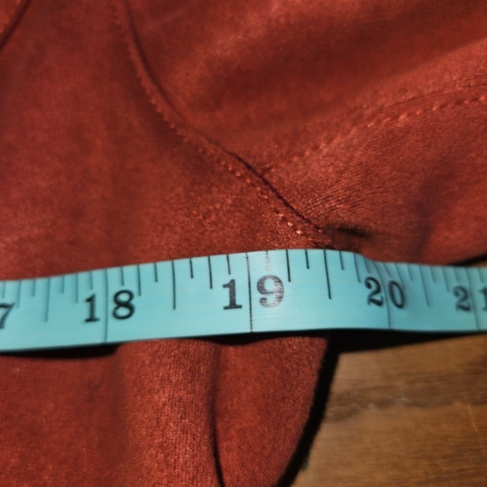 Philosophy Womens Faux Suede Moto Jacket Cognac Rust Brown Zip Front Size S - Picture 4 of 8